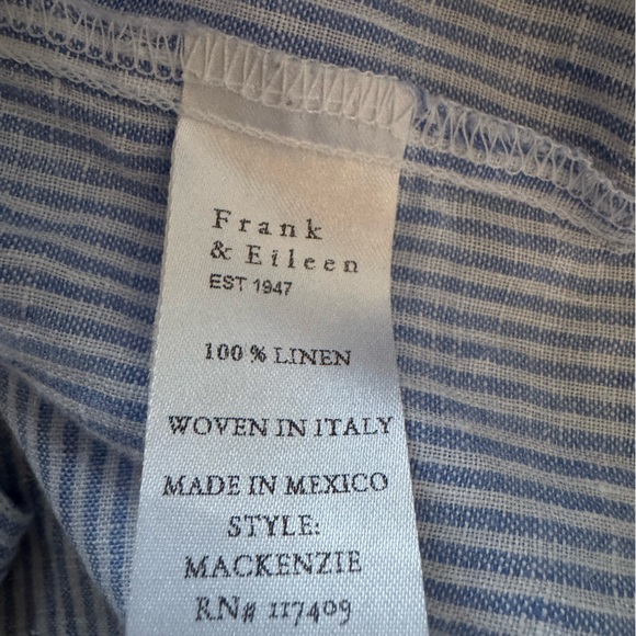 NWOT Frank & Eileen Linen Mackenzie Top o/s blue stripe - Picture 10 of 10